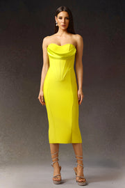 Suku Sleeveless Fish Bone Bandage Midi Dress